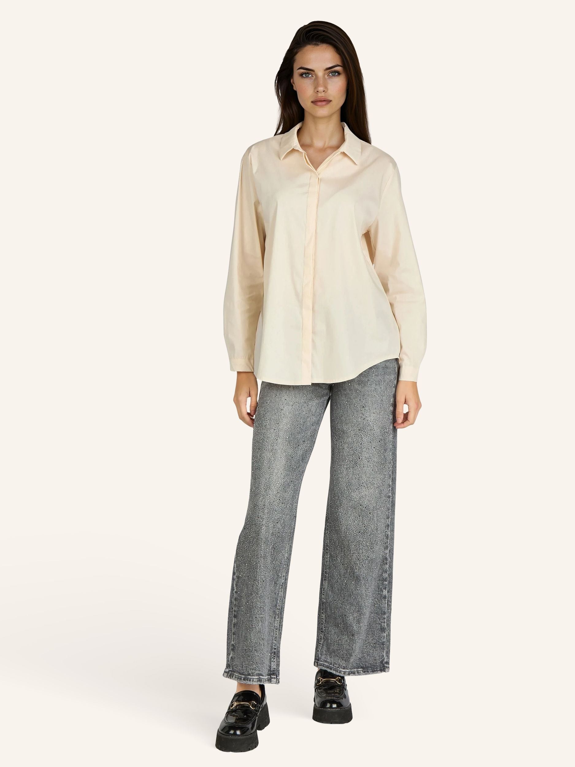 Bluse mit verdeckter Knopfleiste