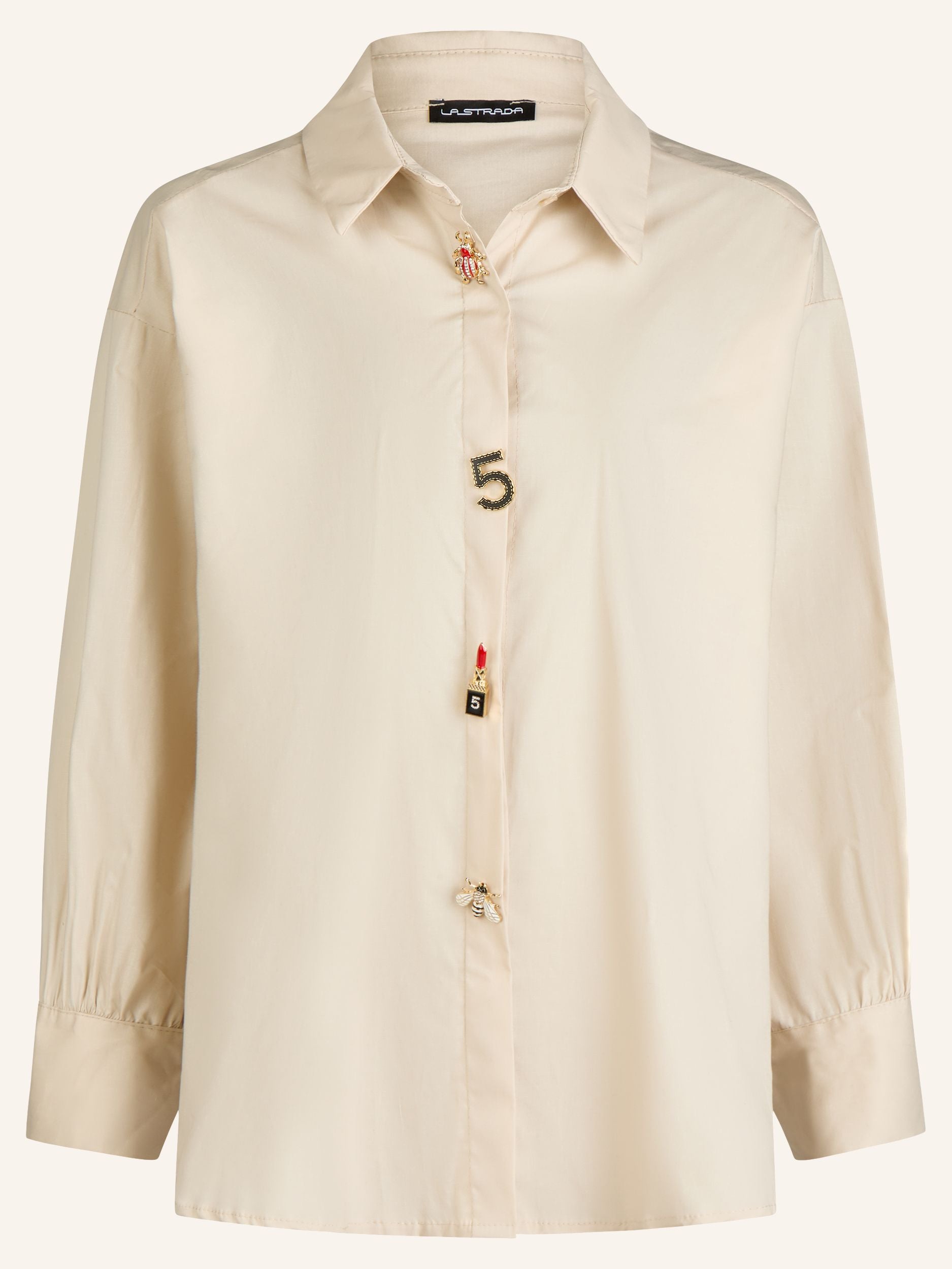Oversize-Bluse mit modischen Schmuckdetails