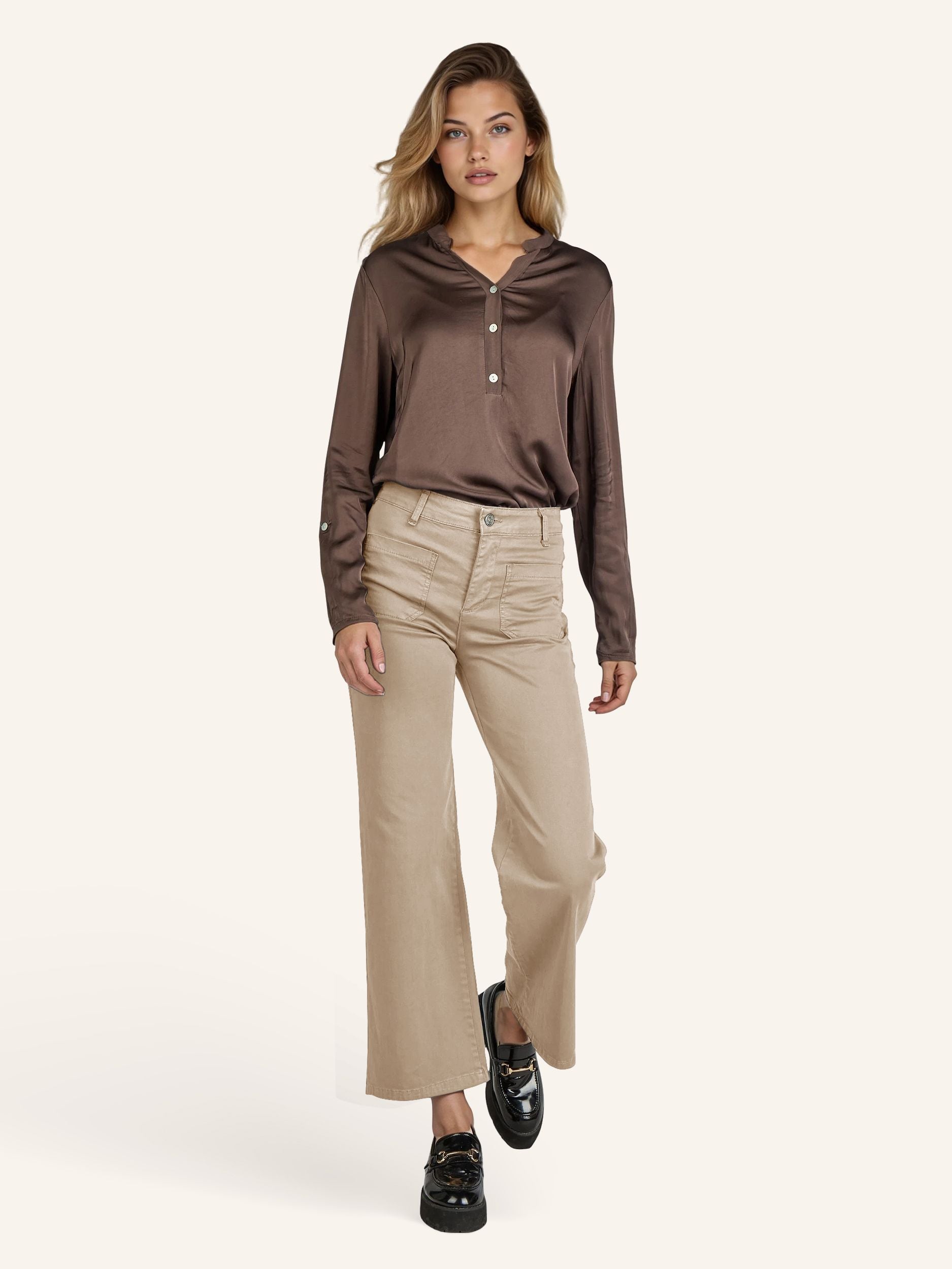 Wide-Leg-Hose aus Baumwoll-Stretch