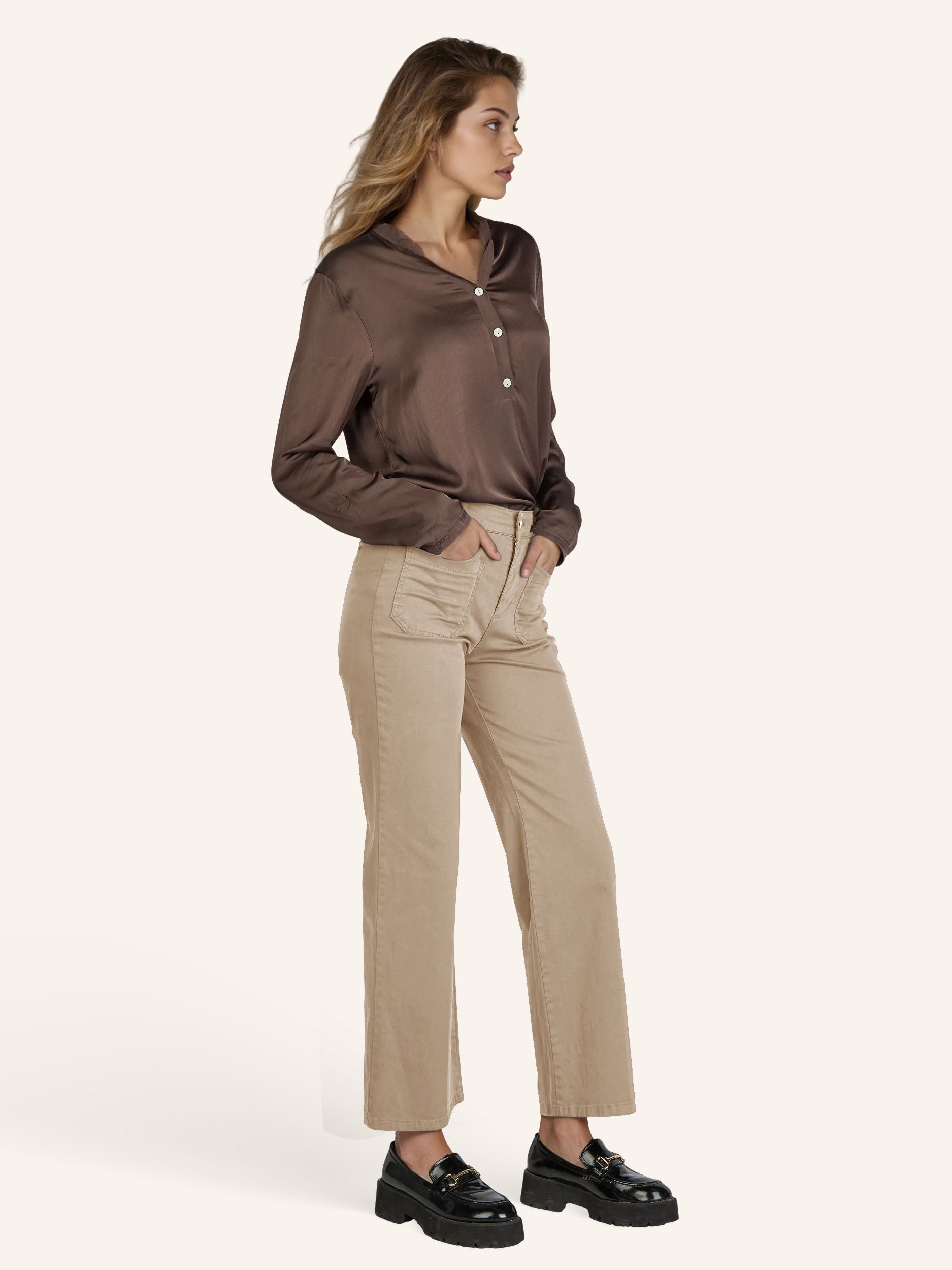 Wide-Leg-Hose aus Baumwoll-Stretch