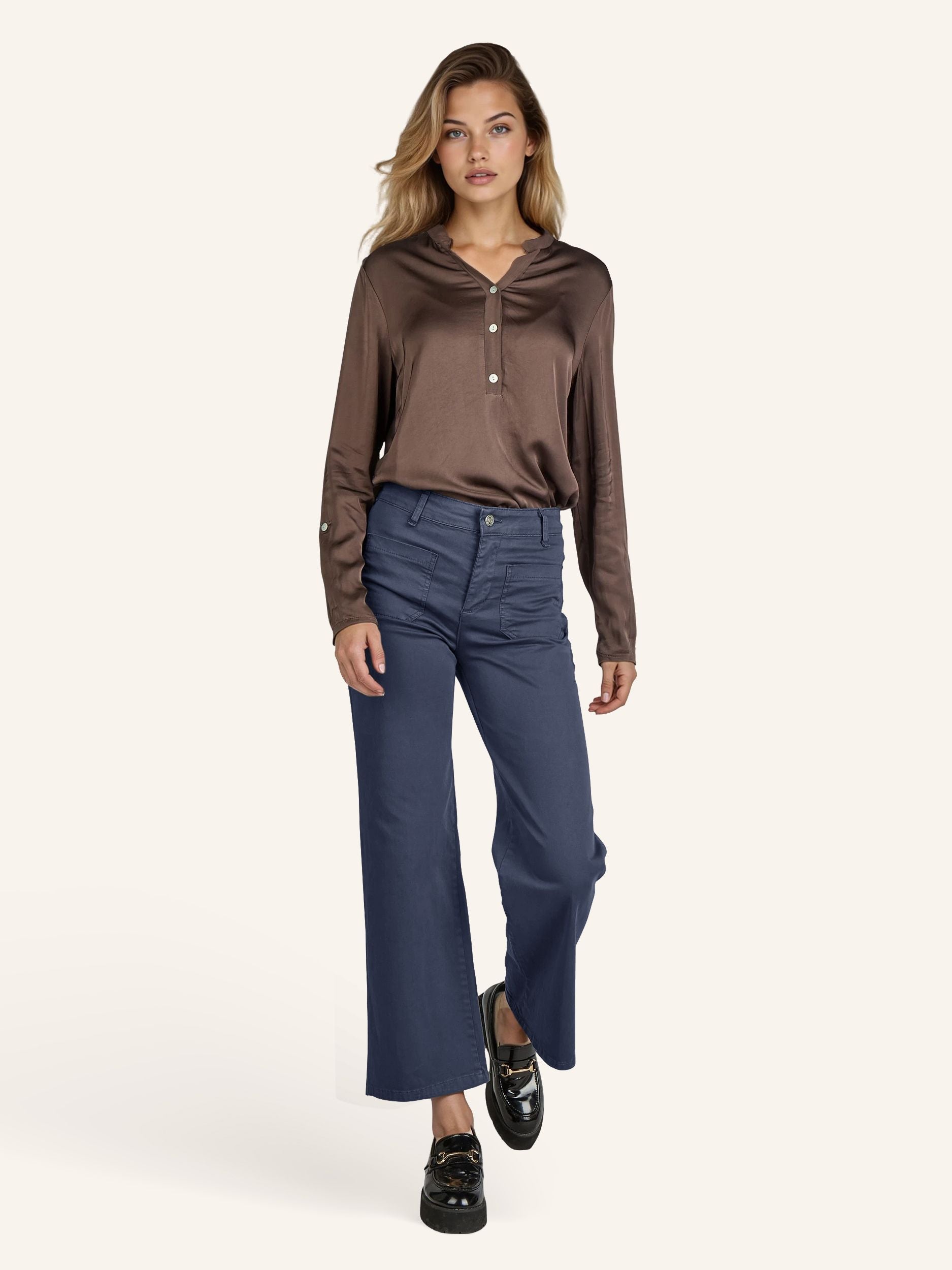 Wide-Leg-Hose aus Baumwoll-Stretch