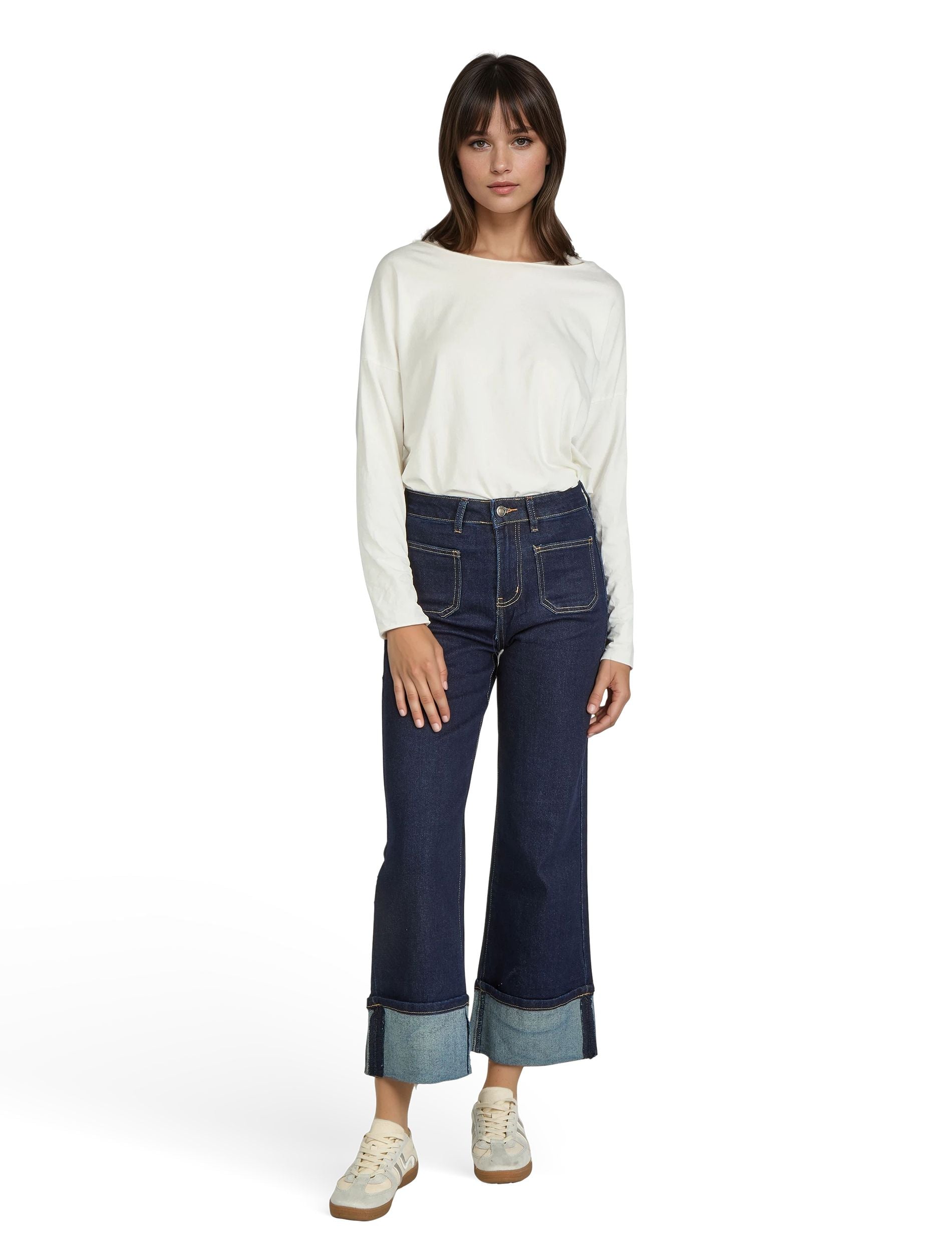 Jeanshose mit weitem Umschlag