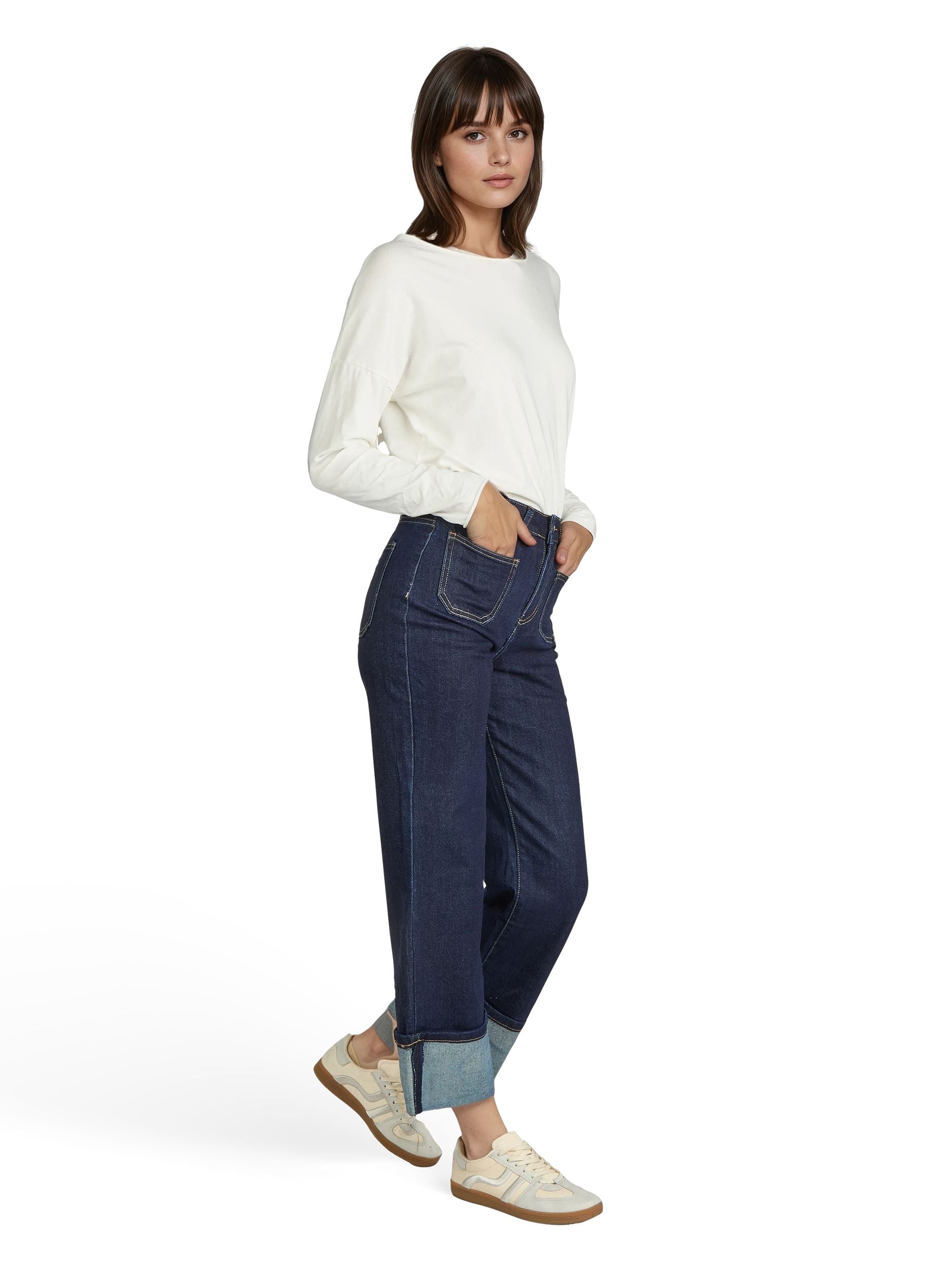Jeanshose mit weitem Umschlag