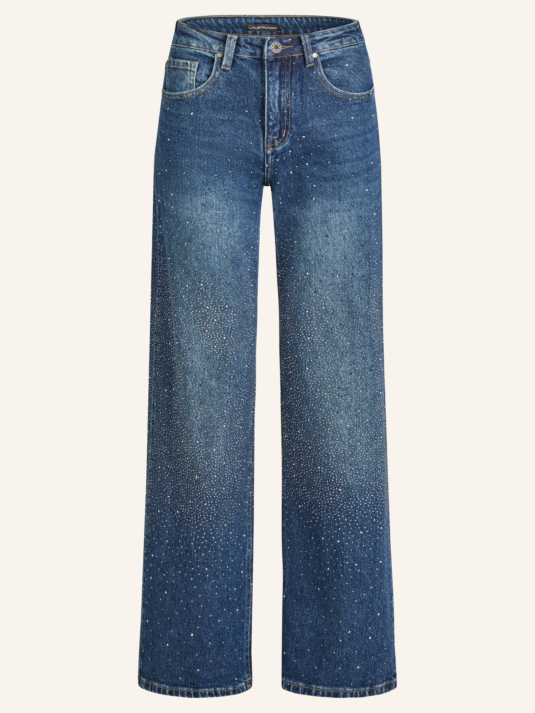 Straight-Leg Jeans mit Strass-Applikationen