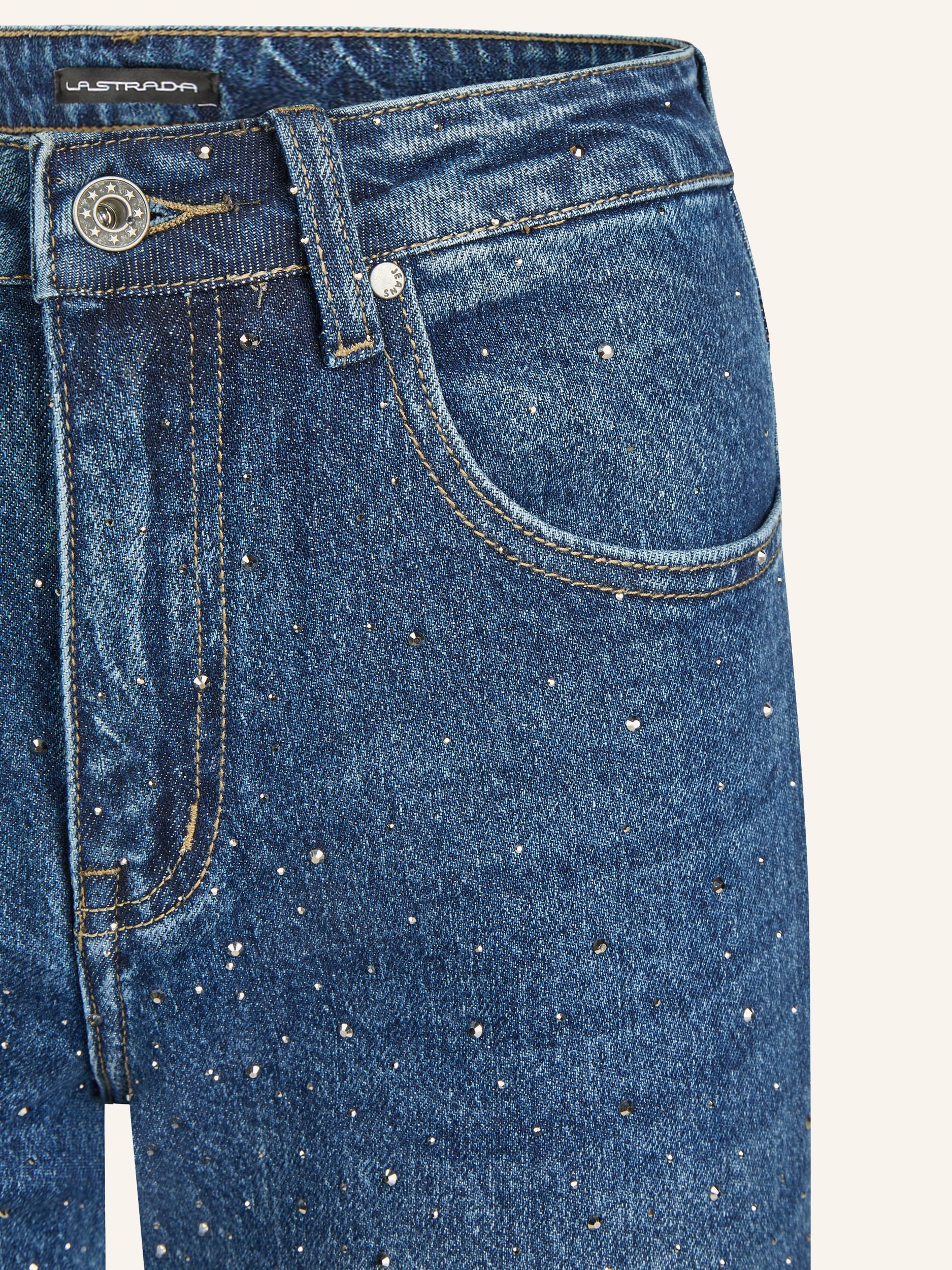 Straight-Leg Jeans mit Strass-Applikationen