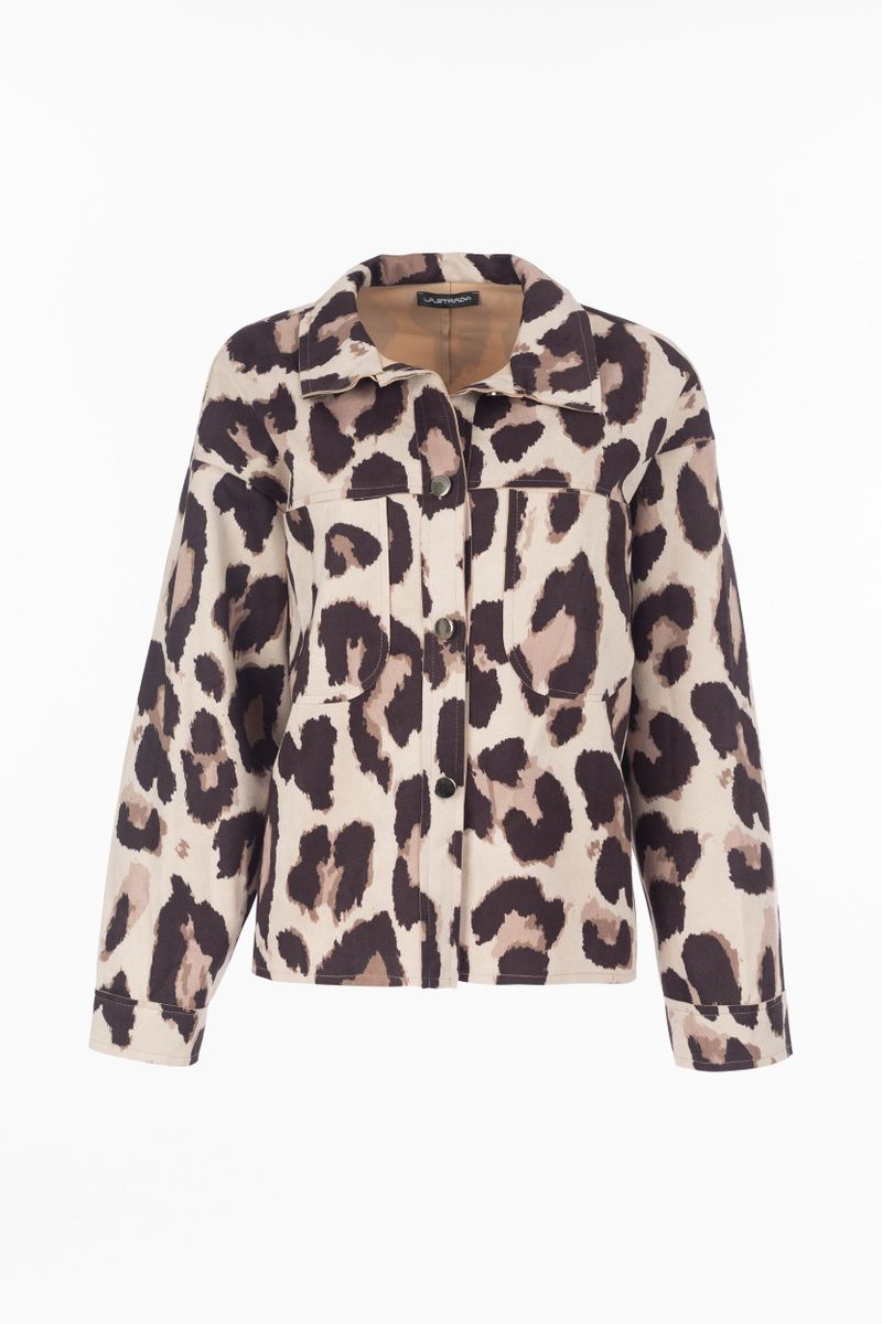 Kurzjacke Animal-Print in Veloursleder-Optik