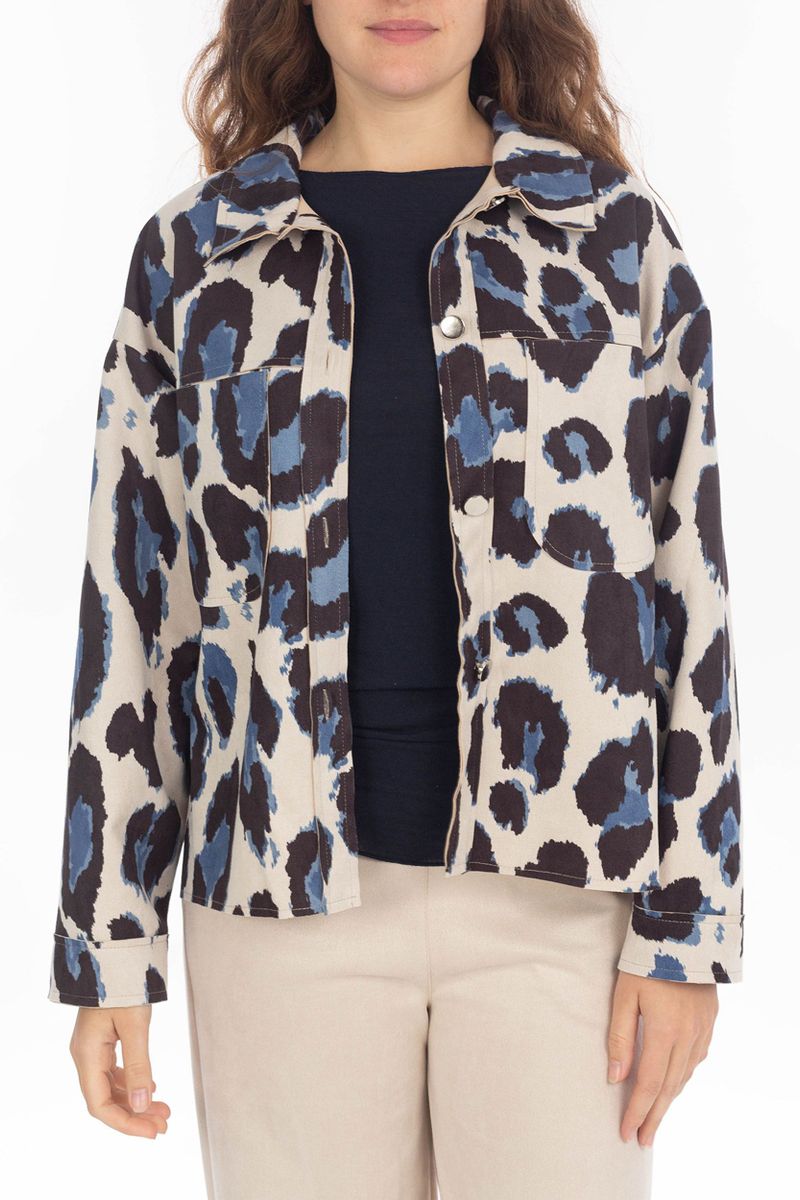 Kurzjacke Animal-Print in Veloursleder-Optik