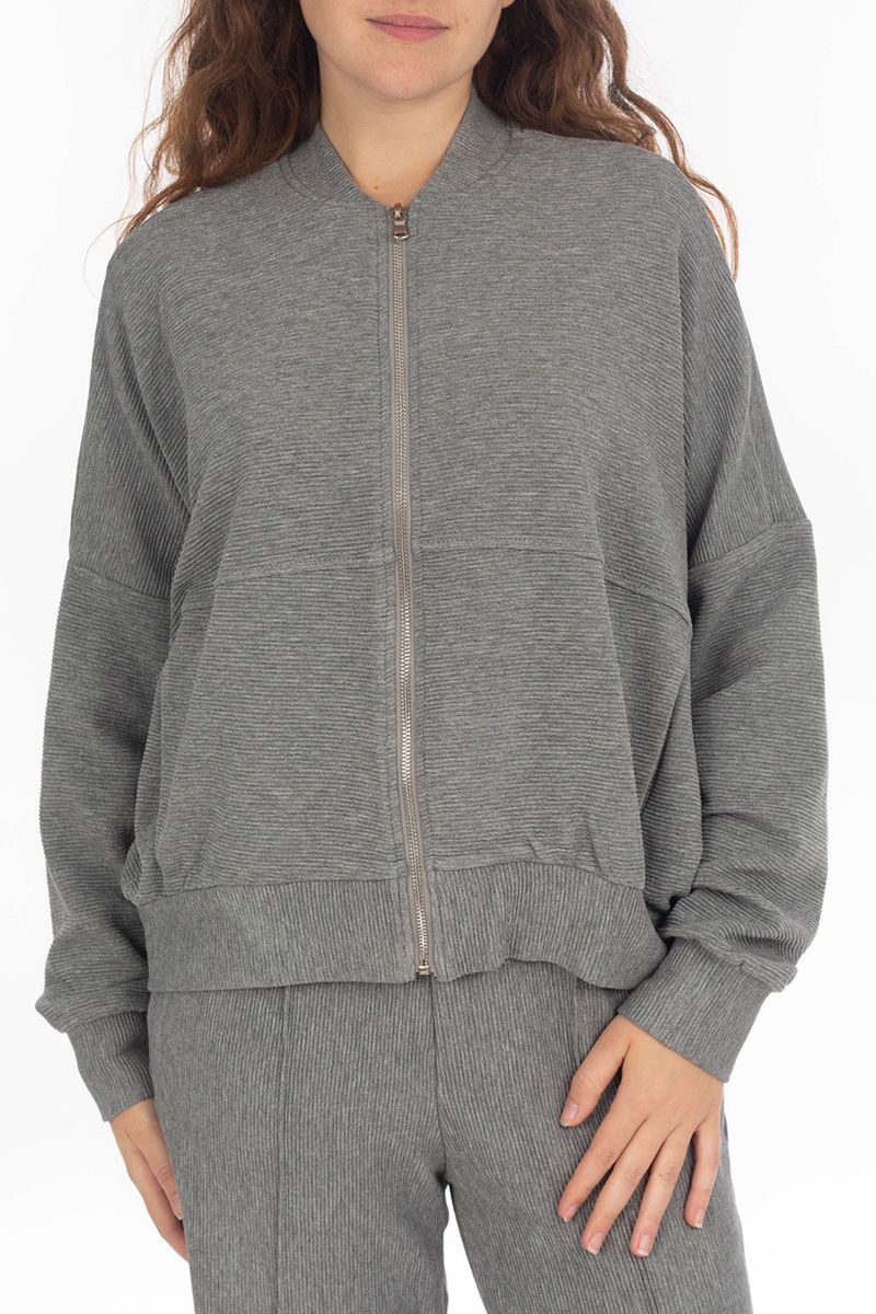 Gerippte Sweatjacke