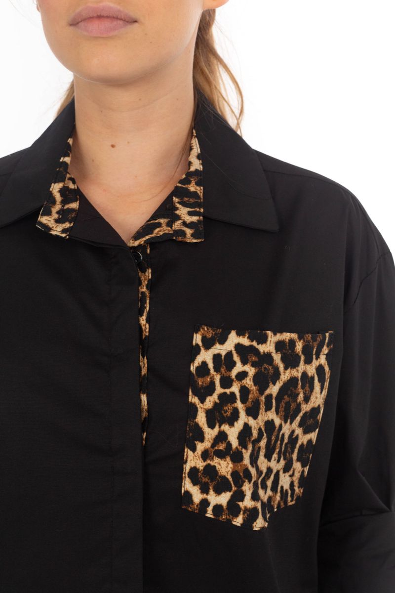 Shirt blouse with animal patches