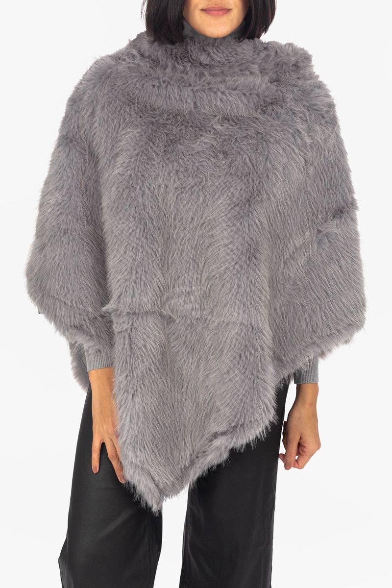 Fluffy web fur poncho