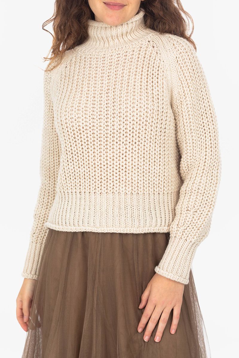 Pull à tricot grossier avec Collier de stand-up