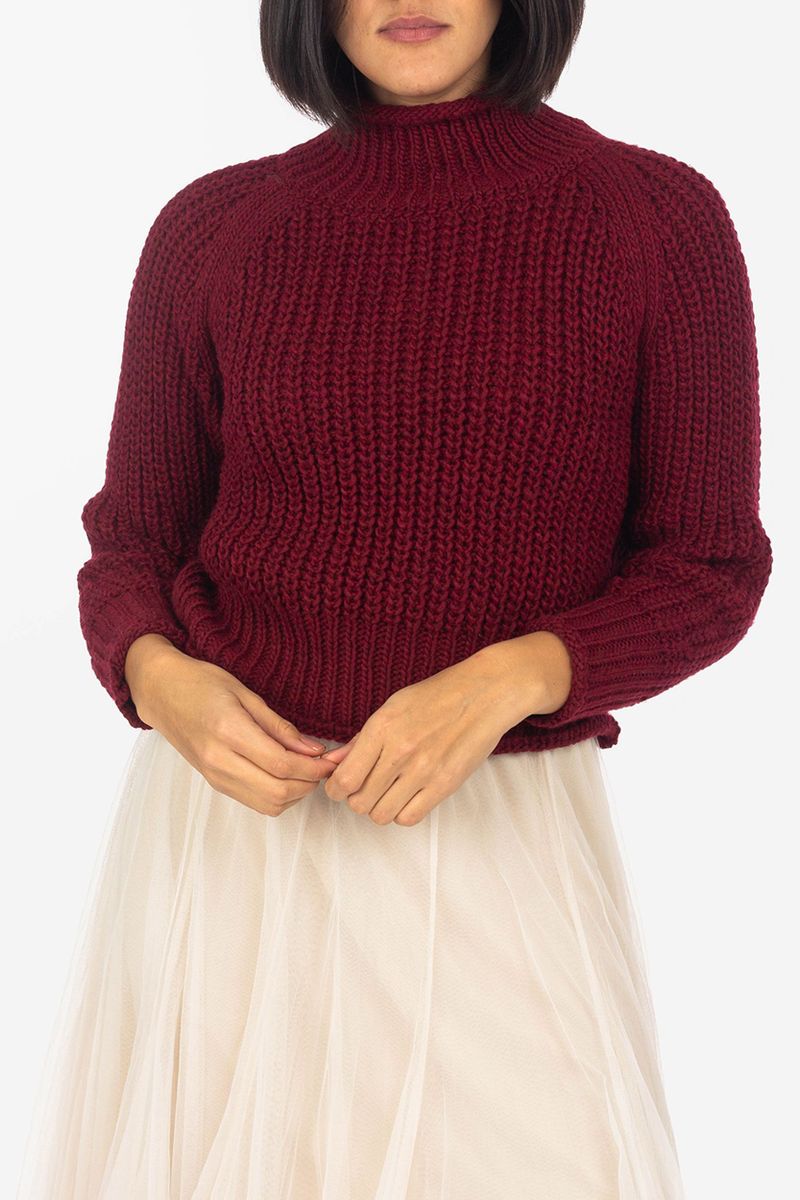 Pull à tricot grossier avec Collier de stand-up