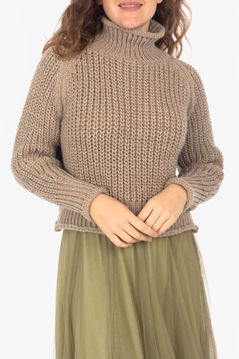 Pull à tricot grossier avec Collier de stand-up