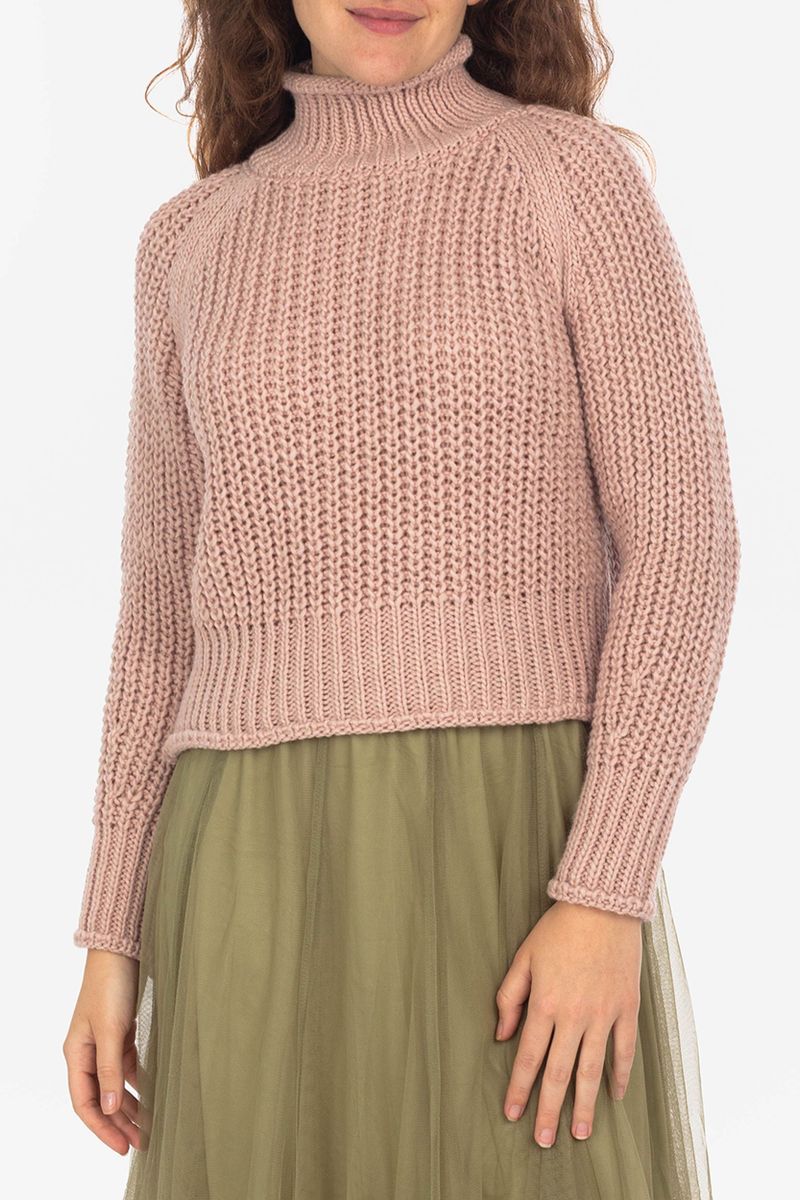 Pull à tricot grossier avec Collier de stand-up