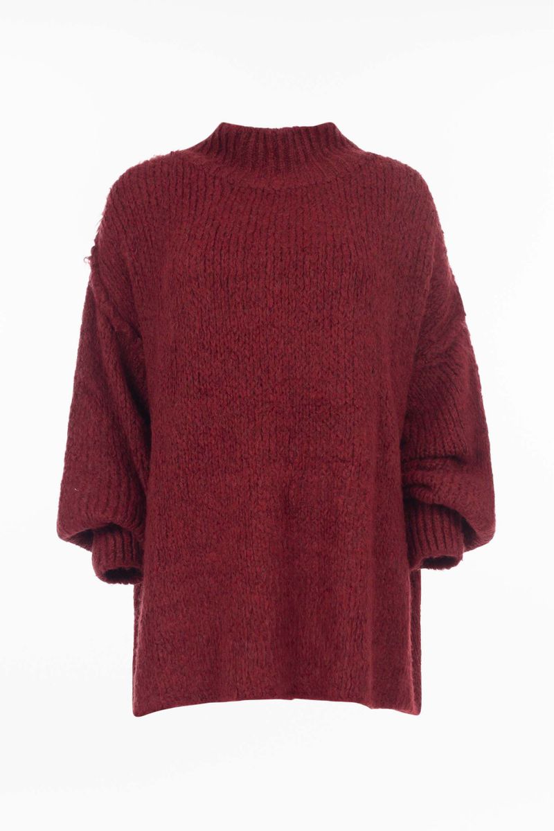 Coarse knitting sweater with Stand-up collar