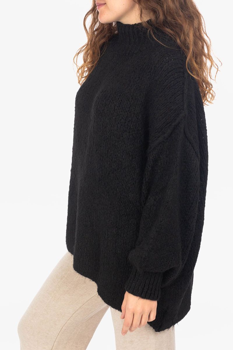 Coarse knitting sweater with Stand-up collar