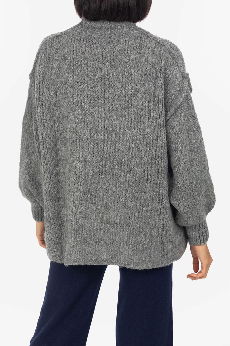 Coarse knitting sweater with Stand-up collar