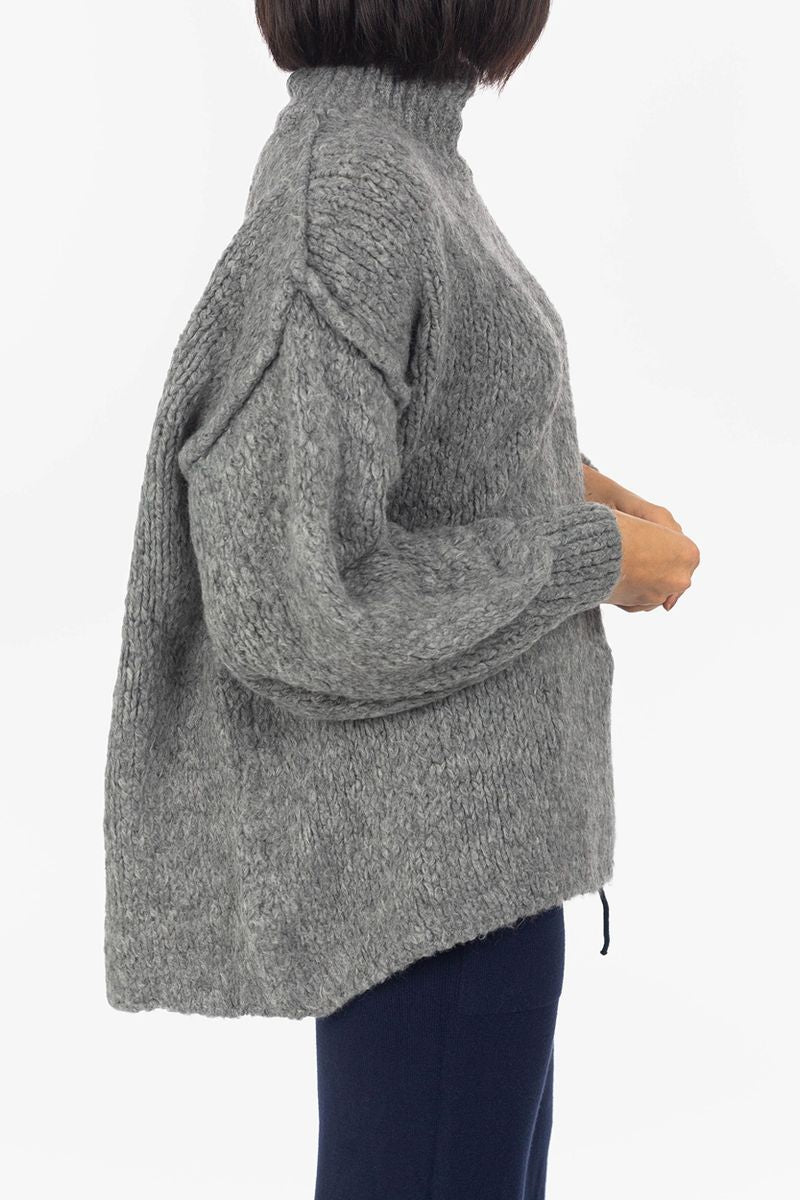 Coarse knitting sweater with Stand-up collar