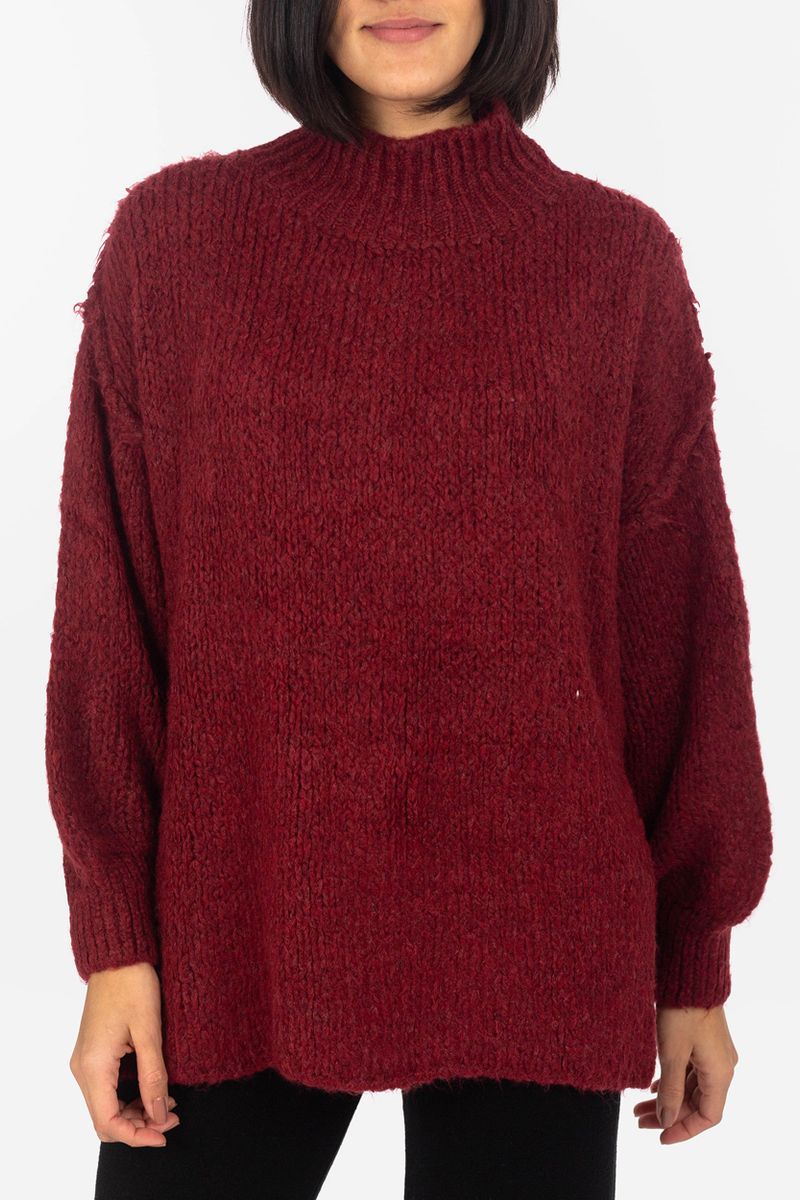 Coarse knitting sweater with Stand-up collar