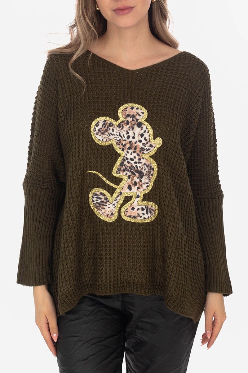 Pullover mit Leopard- Applikation