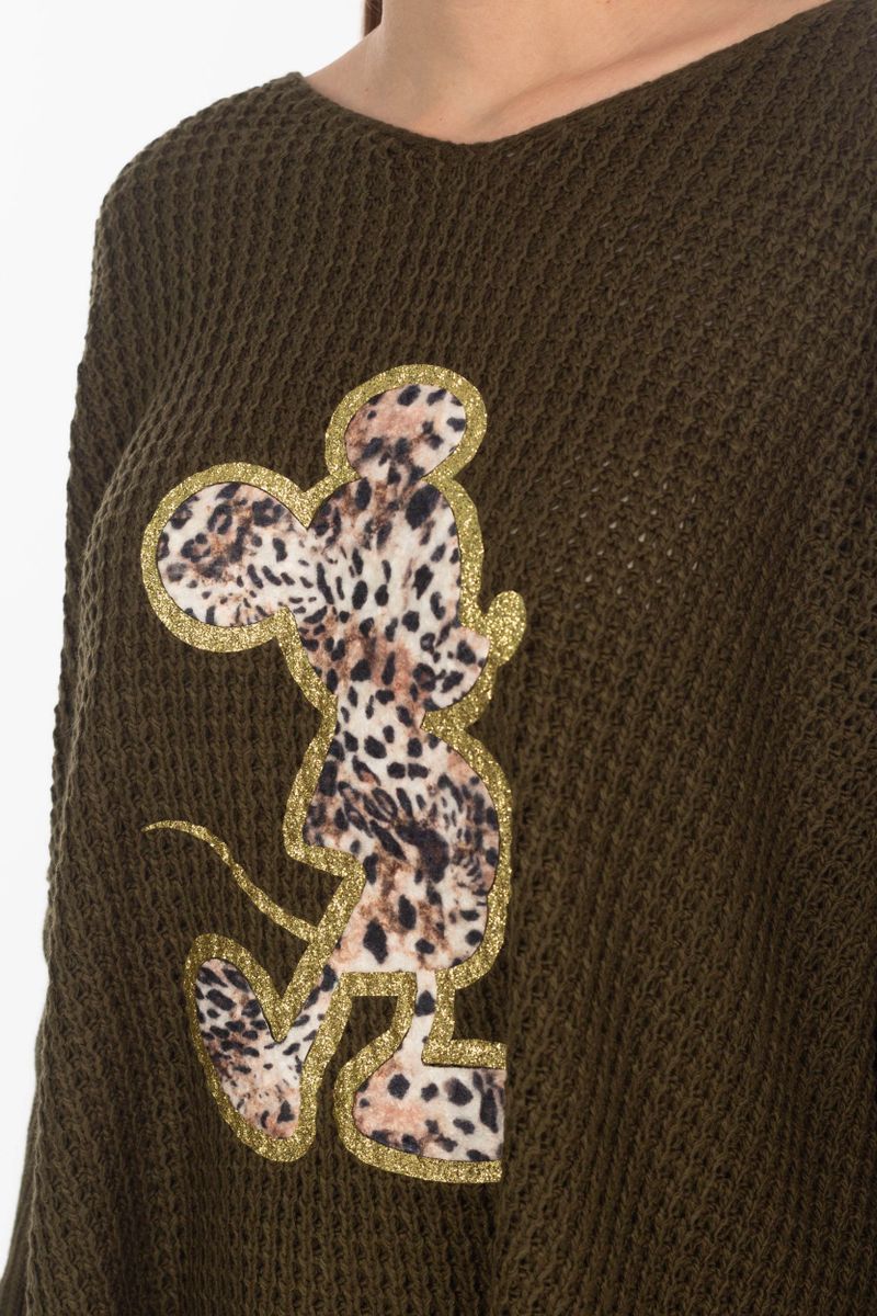 Pullover mit Leopard- Applikation