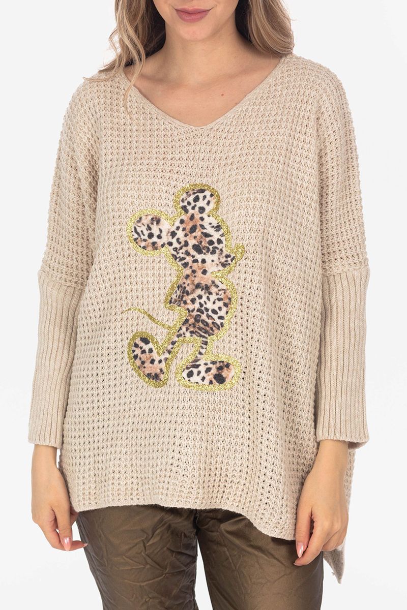 Pullover mit Leopard- Applikation