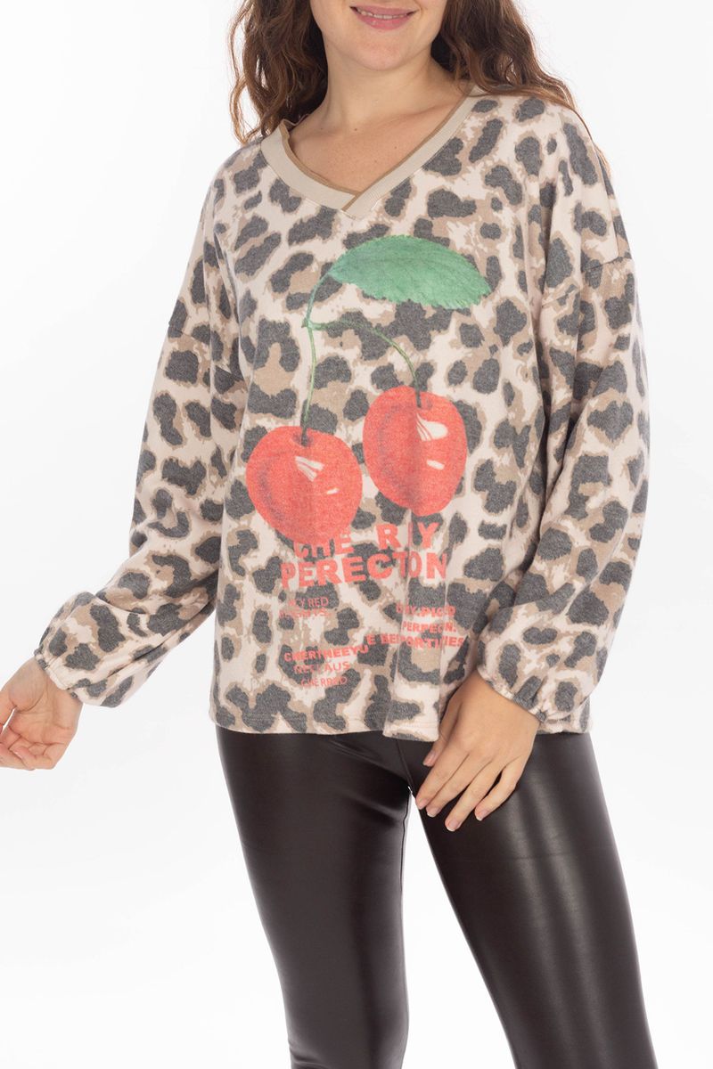 Kuscheliger Sweat mit Allover-Print