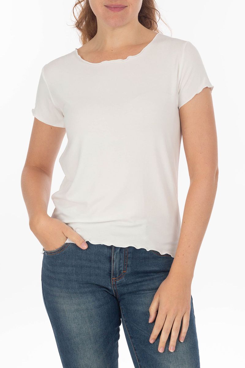 Basic T-Shirt mit Wellensaum