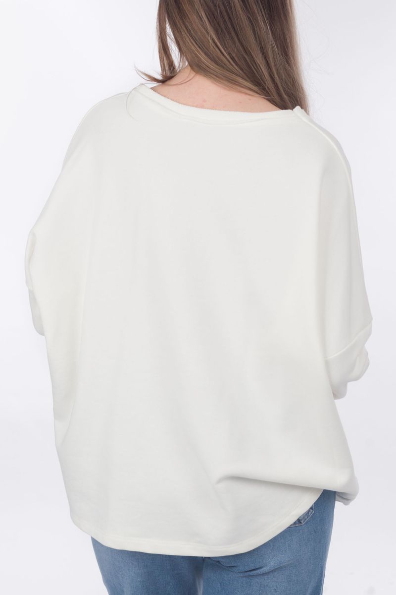 V-Neck Sweatshirt mit Kleeblatt-Applikation