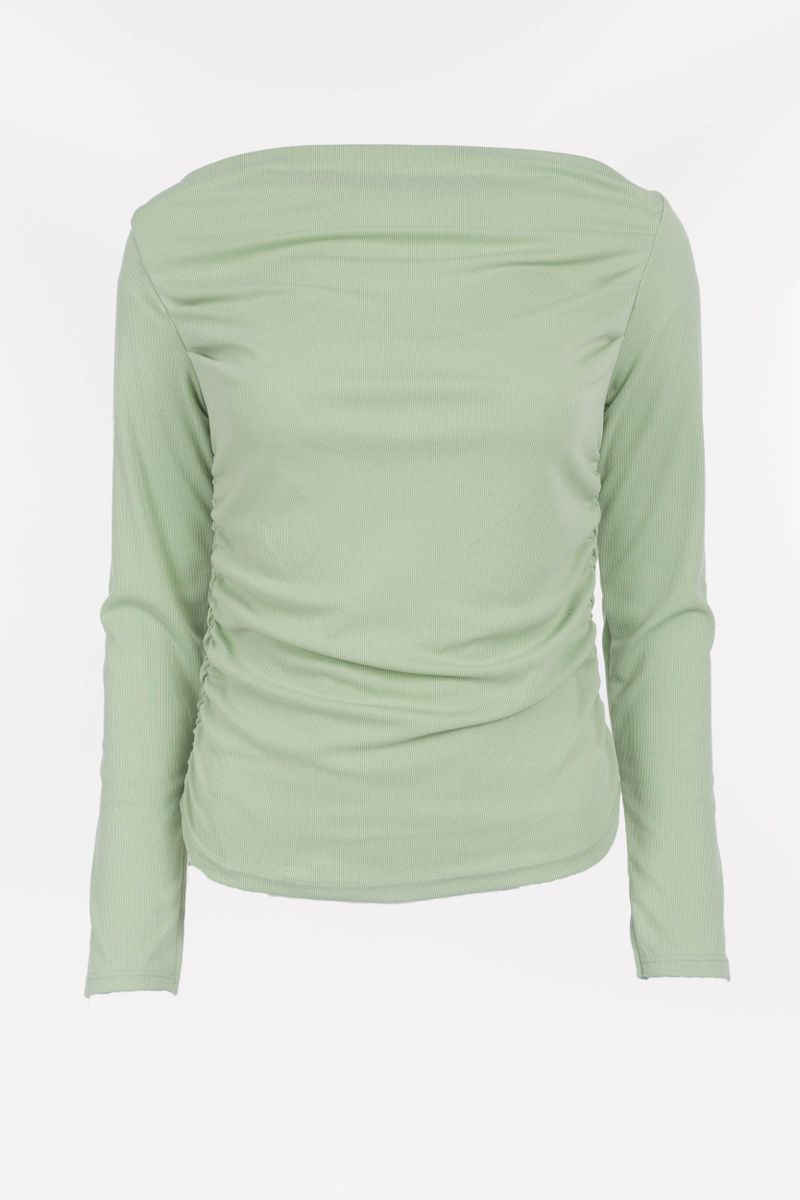 Long-sleeved shirt with draping