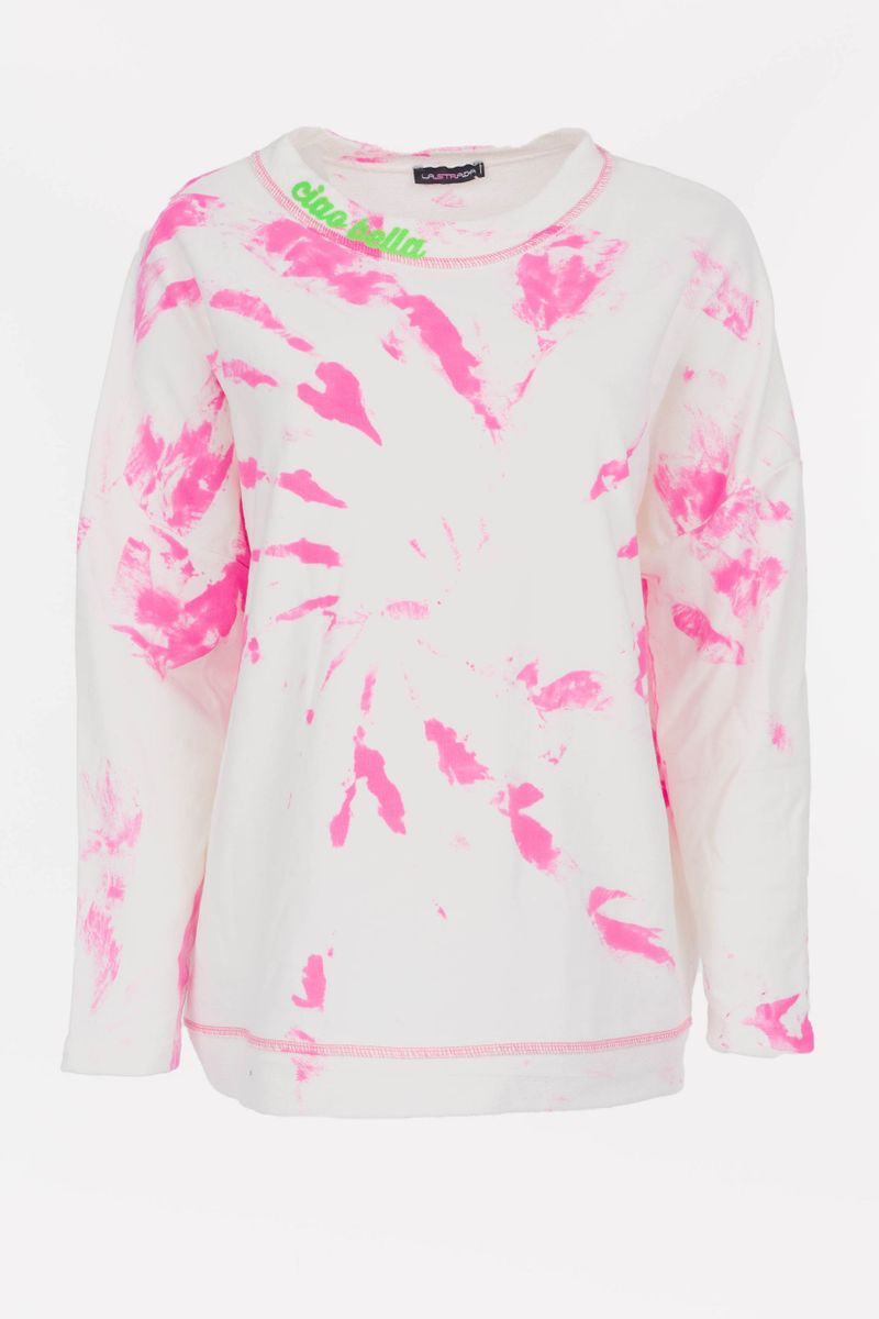 Tie-Dye Sweatshirt mit Statement-Stickerei