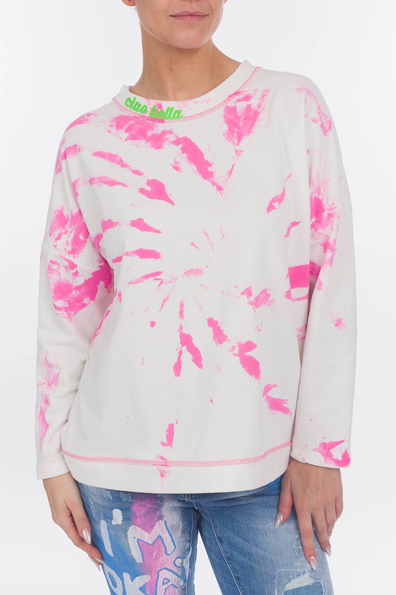 Tie-Dye Sweatshirt mit Statement-Stickerei