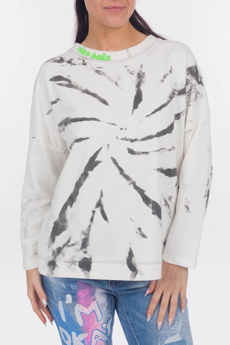 Tie-Dye Sweatshirt mit Statement-Stickerei