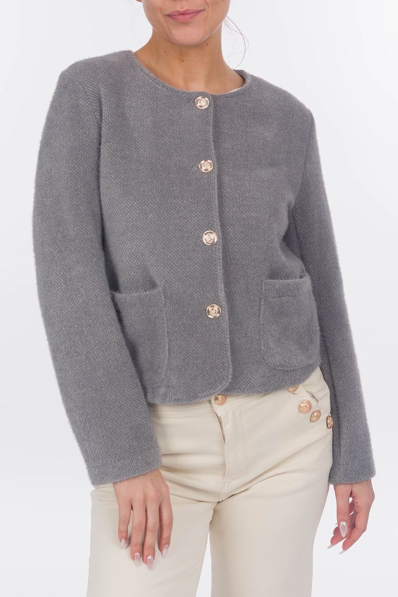 Bouclé jacket with decorative buttons