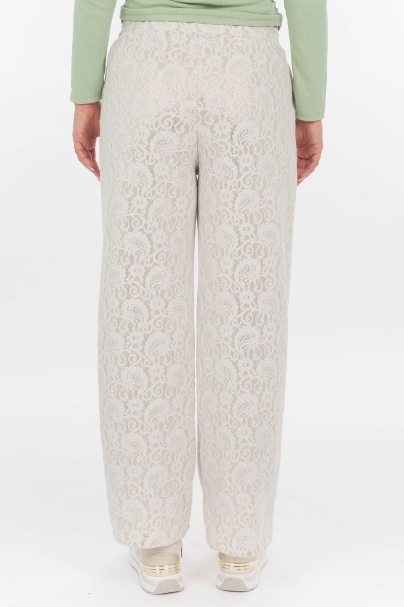 Business pants with lace trim and glitter yarn