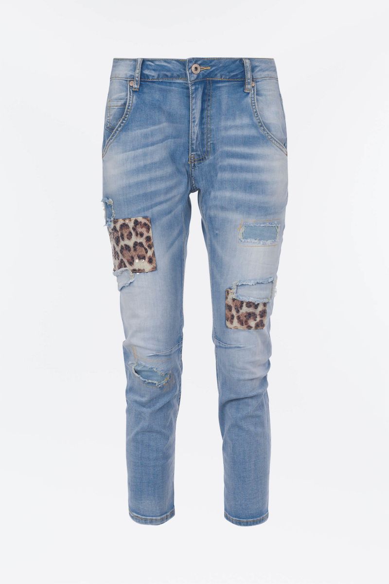 Jeans with Leo Patches