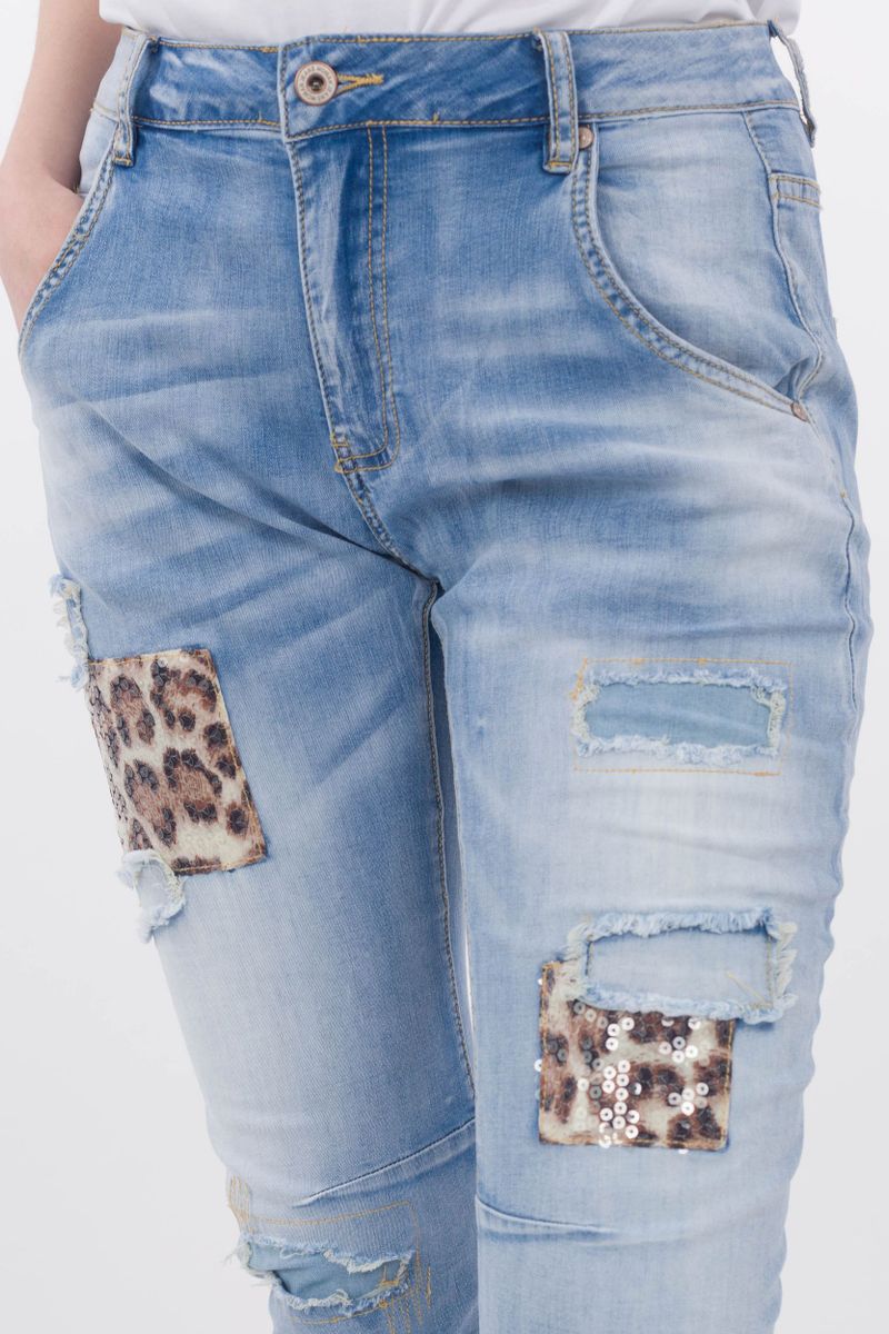 Jeans with Leo Patches