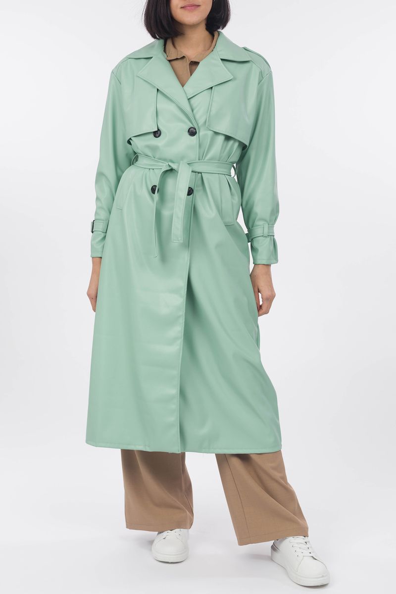 Long trench coat synthetic leather