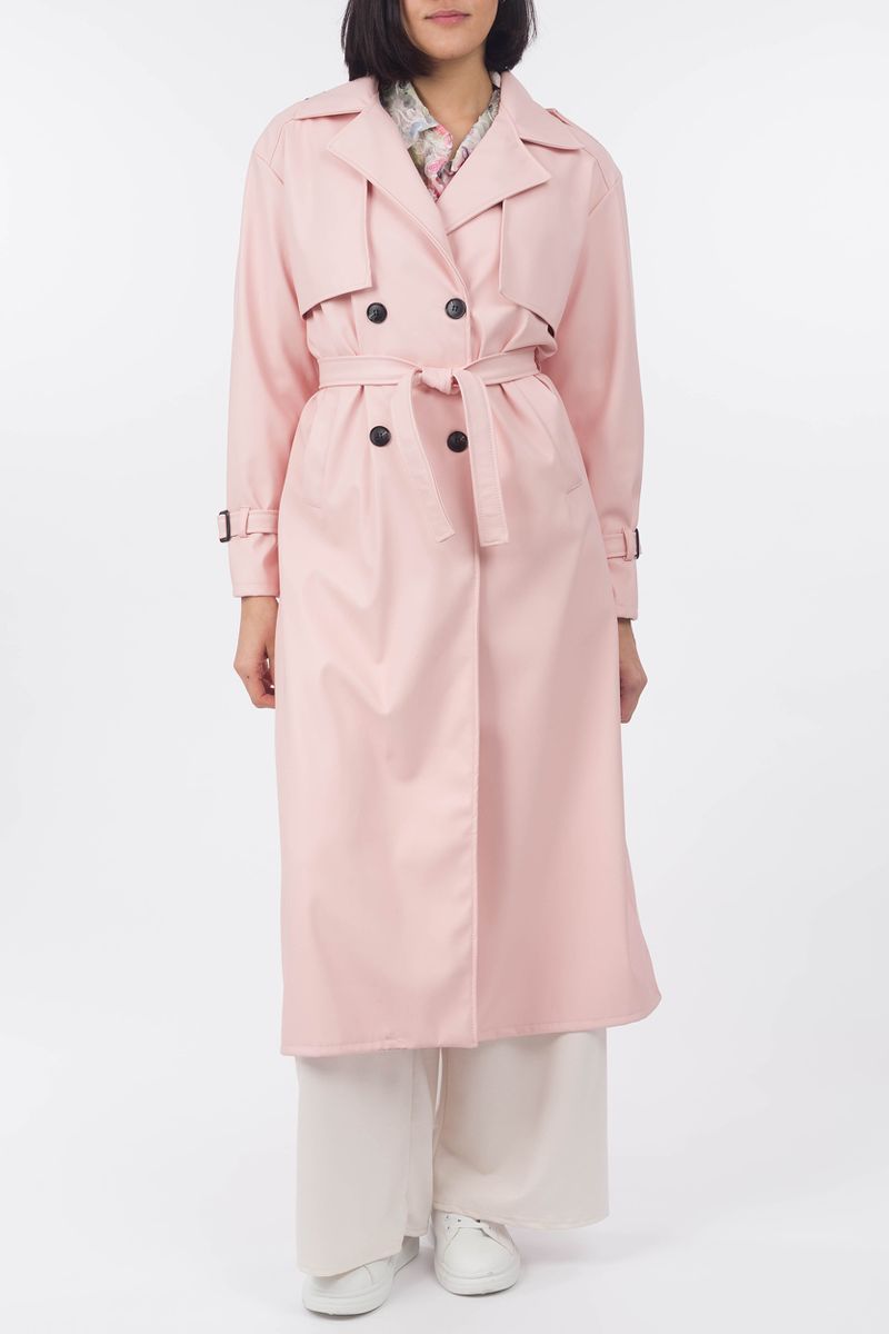 Long trench coat synthetic leather