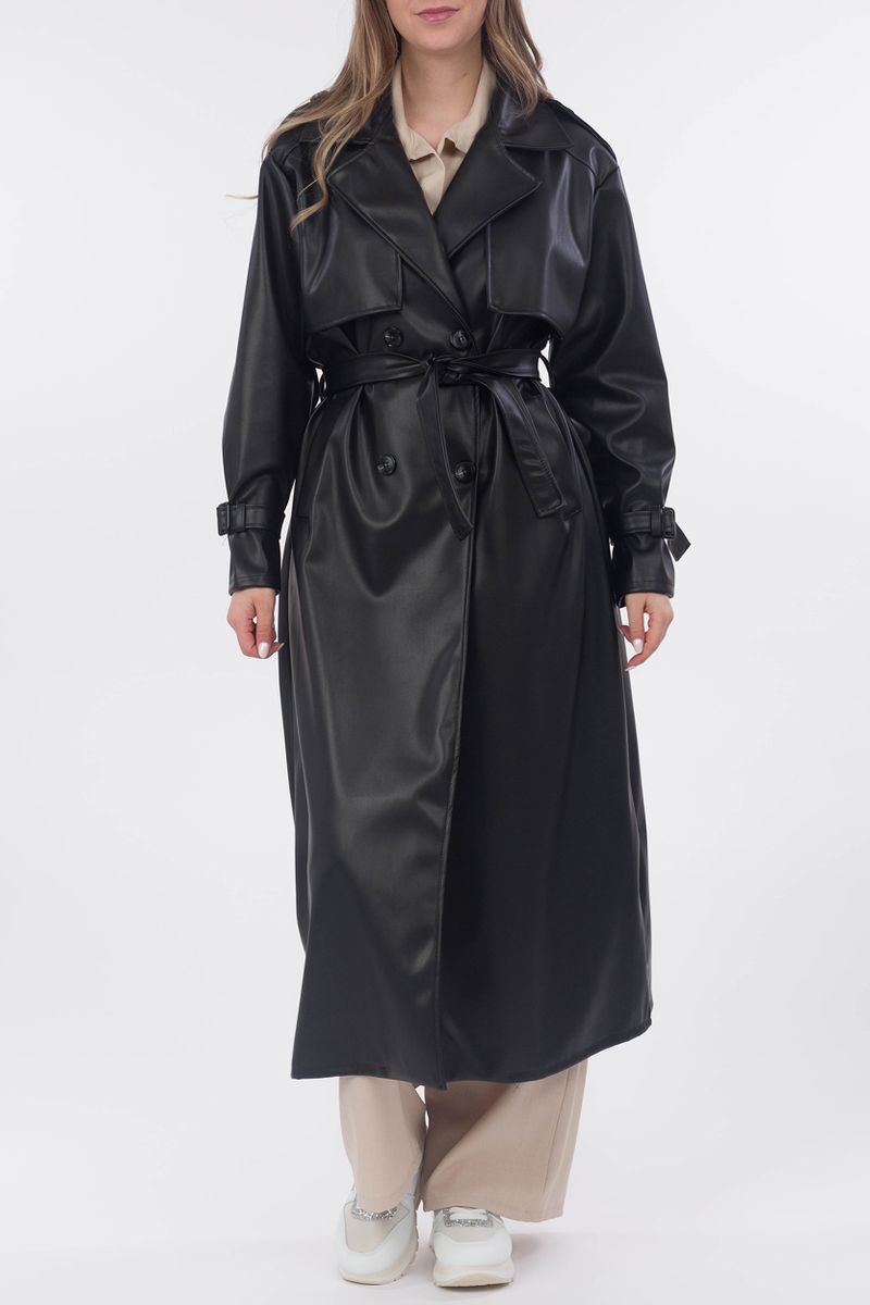 Long trench coat synthetic leather