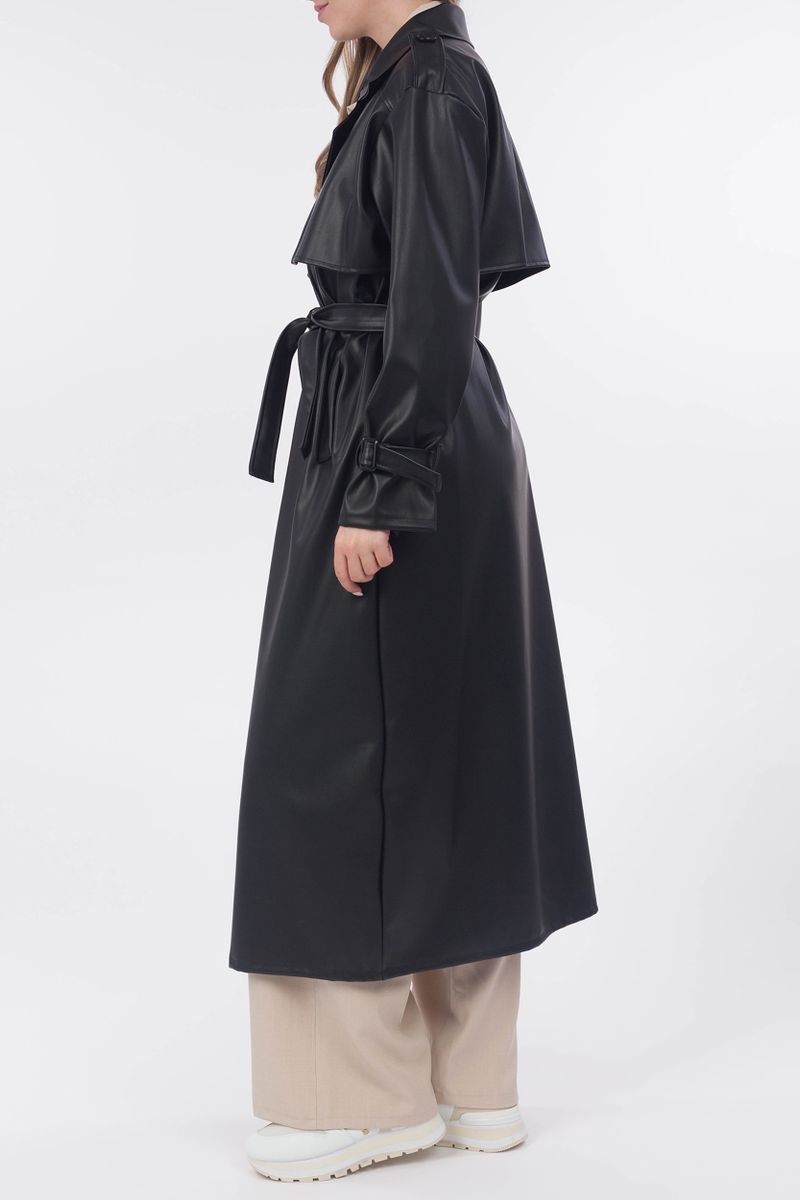 Long trench coat synthetic leather