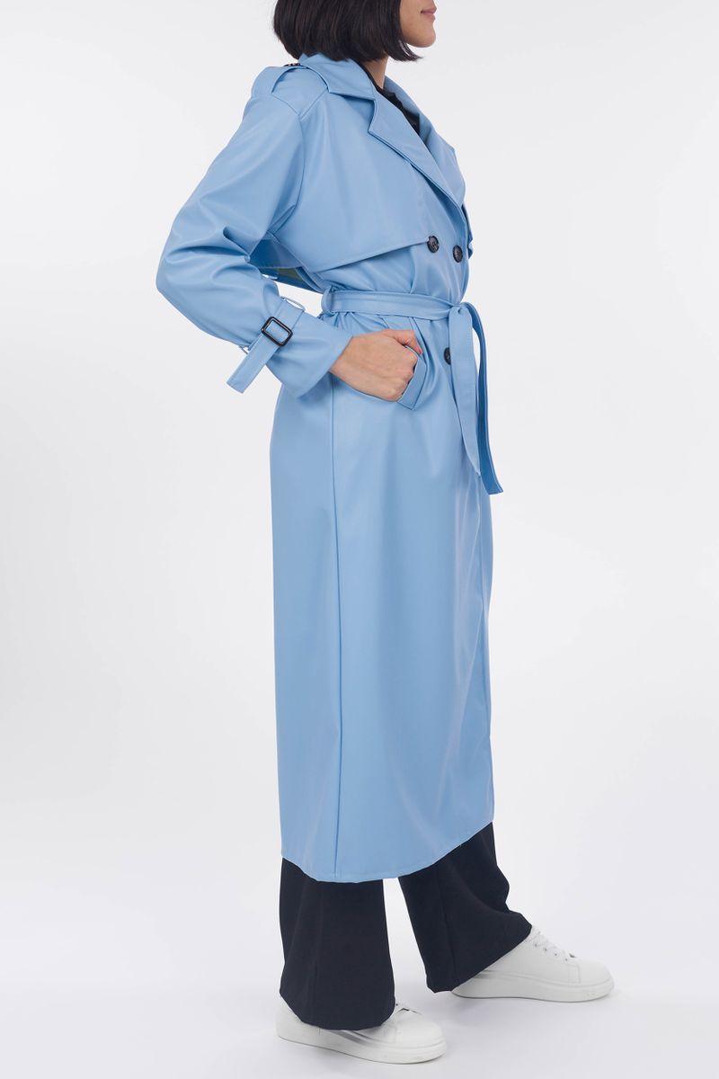 Long trench coat synthetic leather