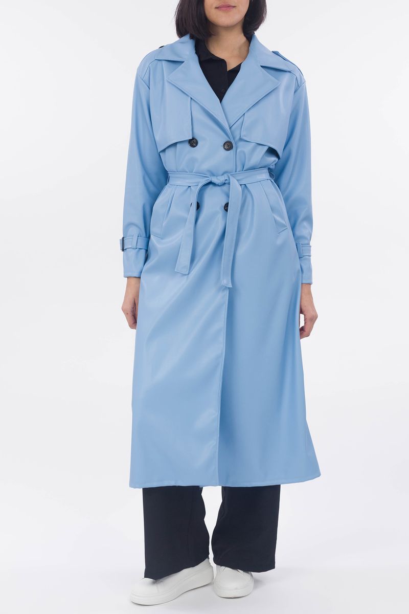 Long trench coat synthetic leather