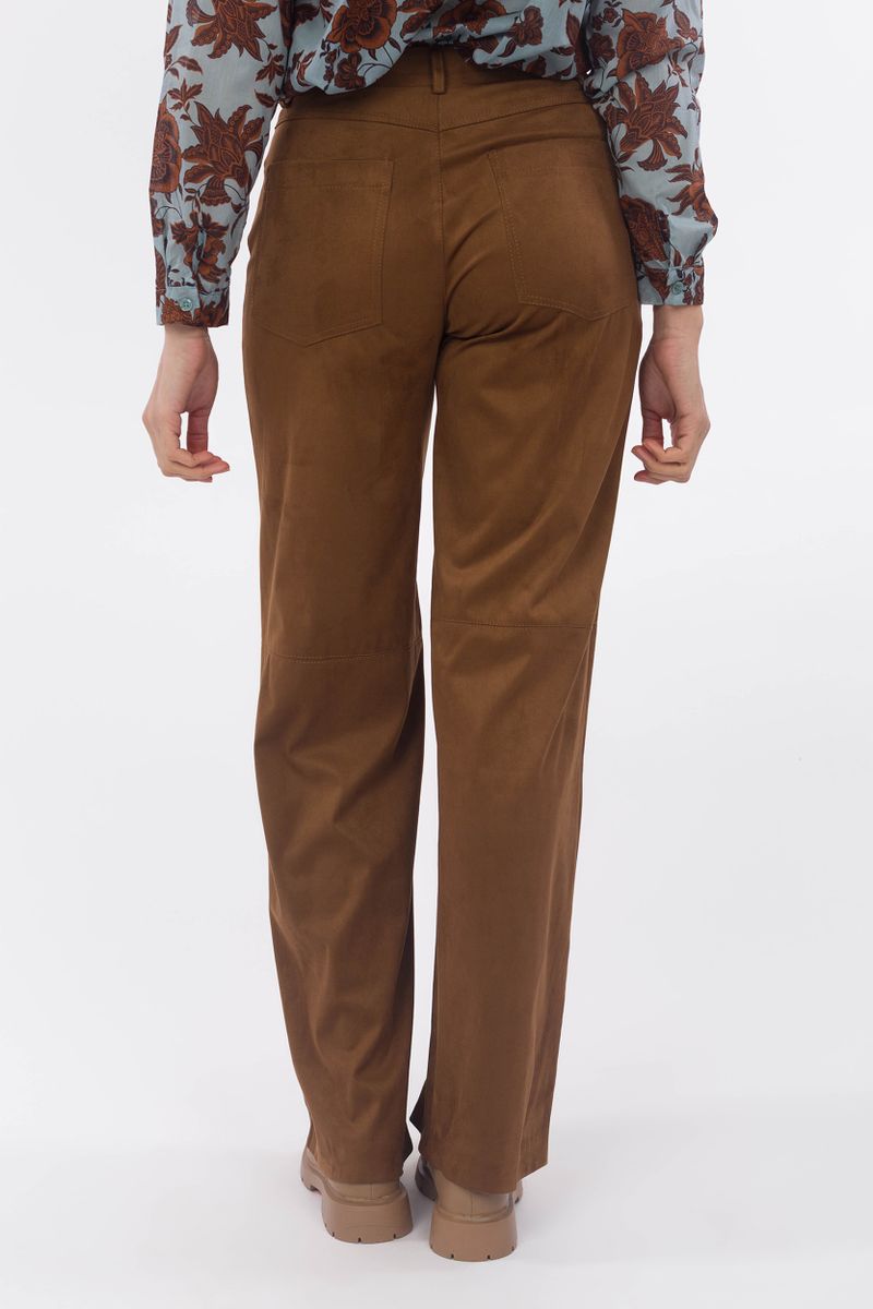 Wide trousers in velour leather look