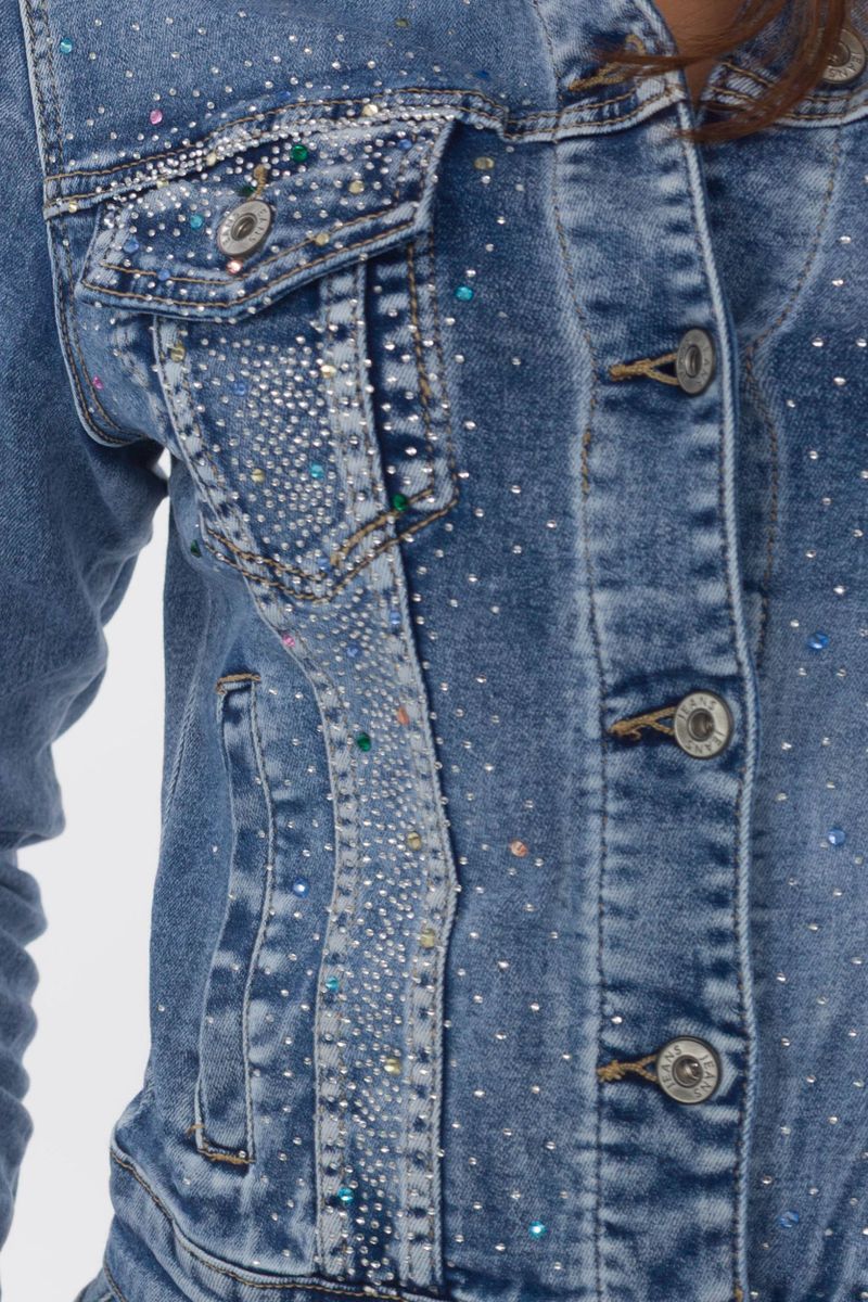 Jeansjacke Damen Zara Jeansjacke Glitzer Strass Jeansjacke Strass