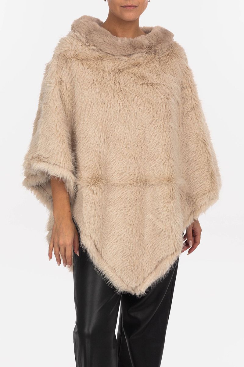 Fluffy web fur poncho