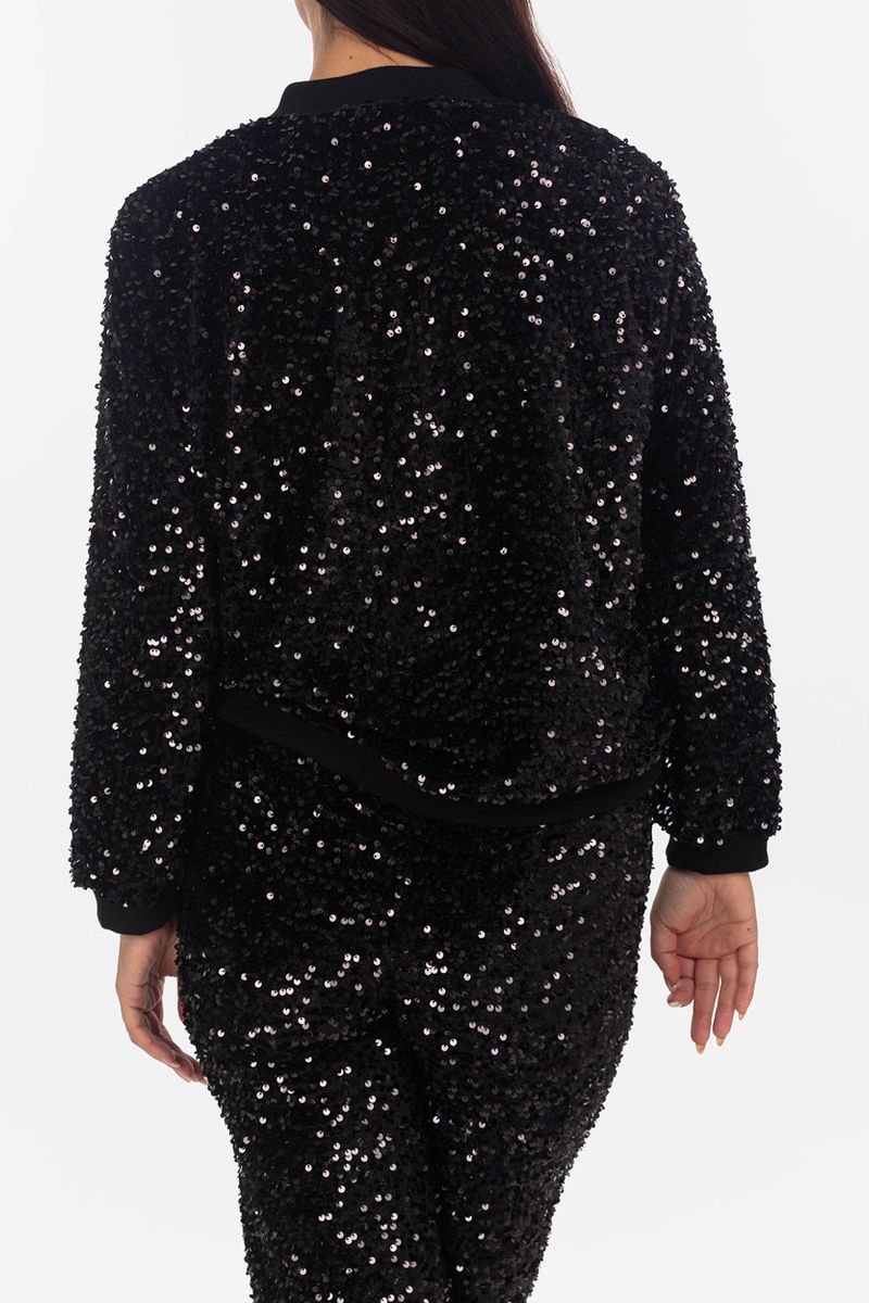 Bomber jacket with sequins