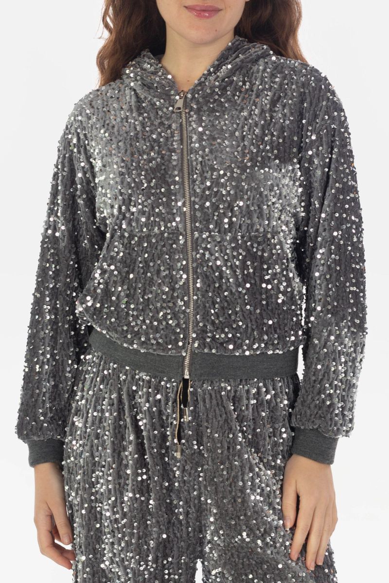 Veste à paillettes avec Capot