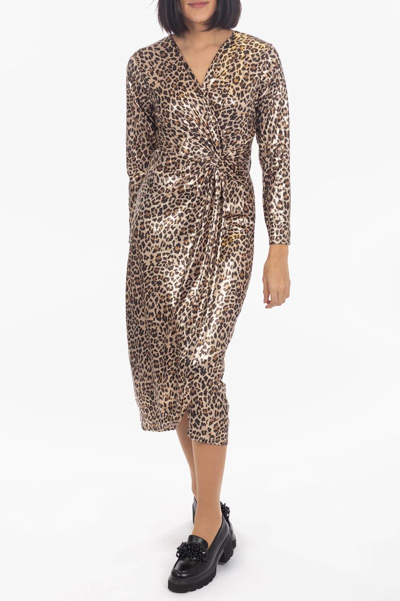 Glossy Leopard Maxikleid