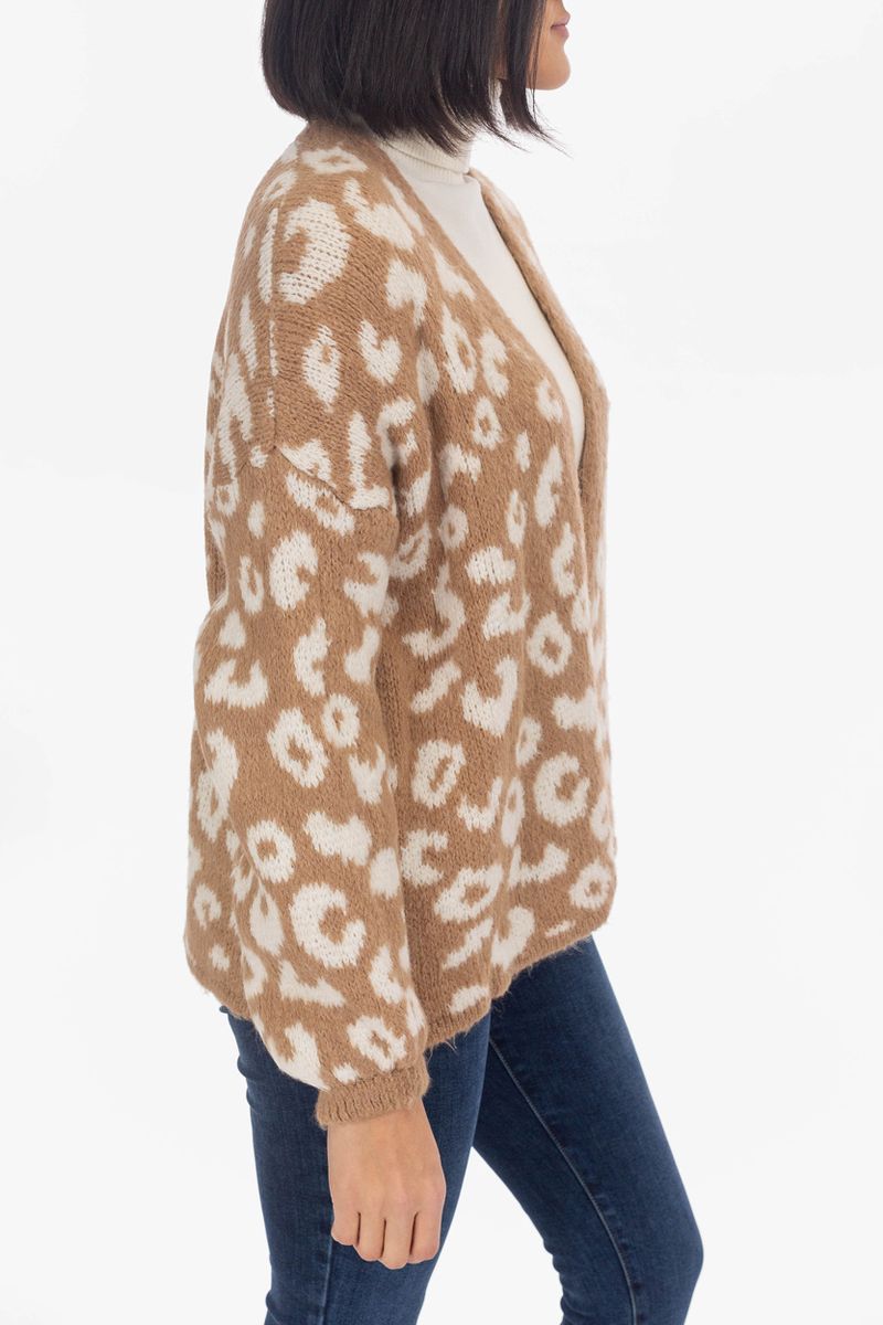 Cardigan con motivo leopardo